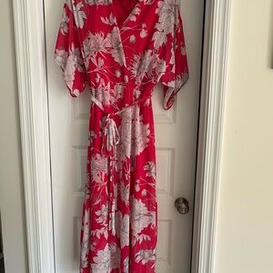 Lane Bryant Red and White Floral Maxi Dress